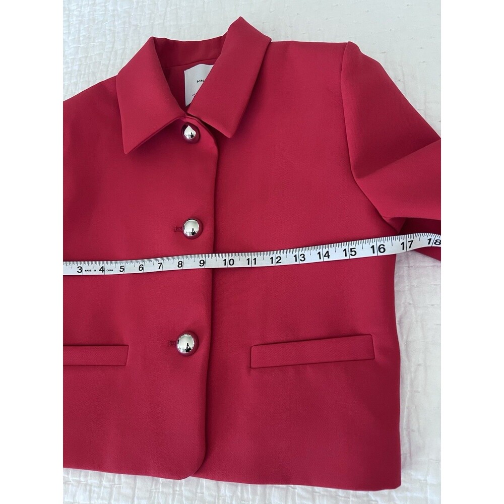 Mango Button Cropped Jacket Red Size XS EUC - Picture 6 of 9